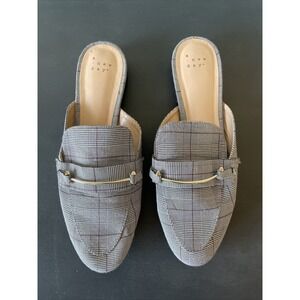 A New Day Wemons Slip On Shoes Plaid Grey Mules Clogs Size 10 (No Box)